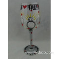 painted red wine glasses goblet with pvc box